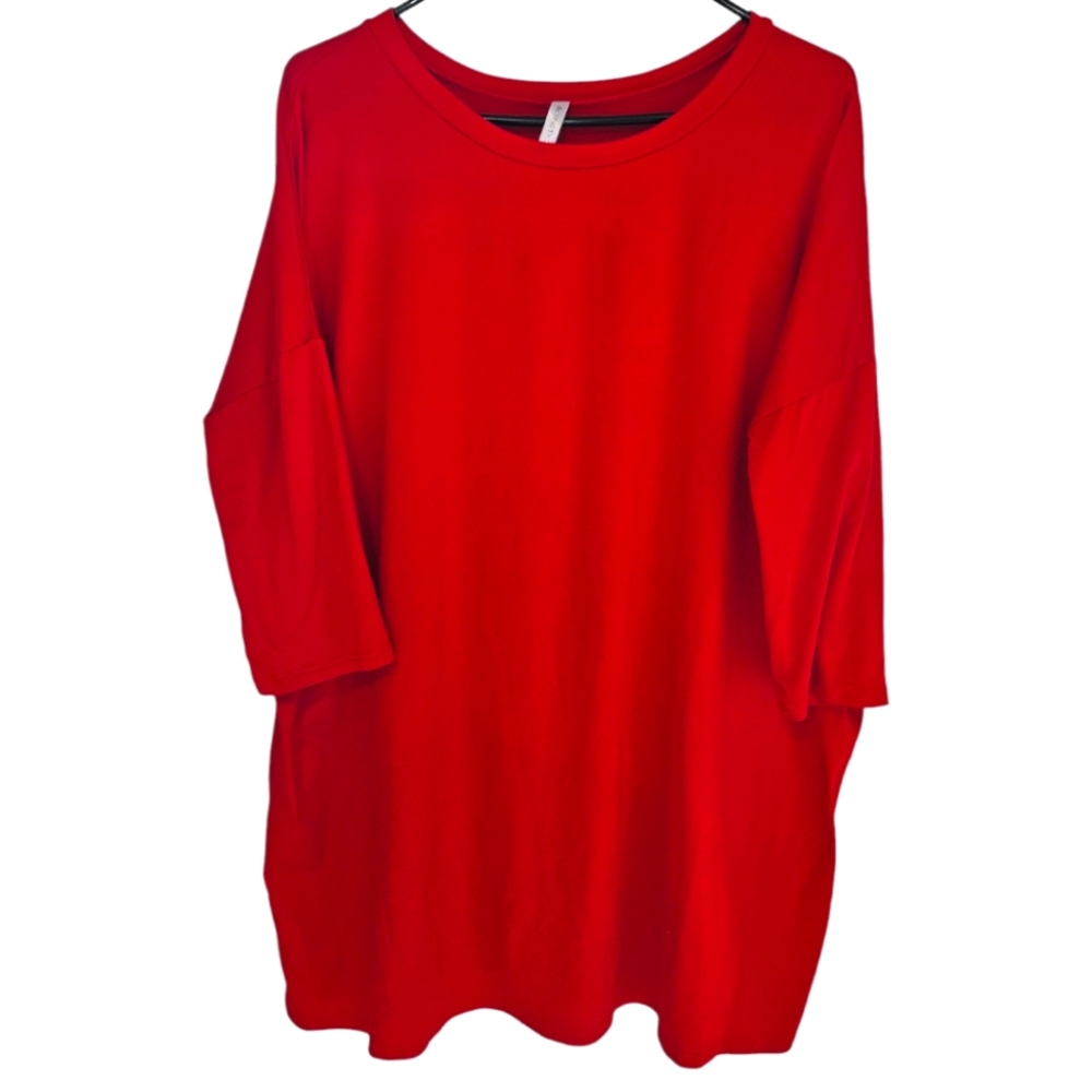 Acting Pro Red Scoop Neck Tunic 3/4 Length Sleeves - Size XL